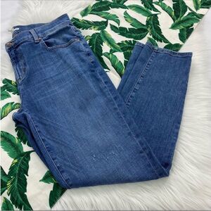 Eileen Fisher Organic Cotton Lightly Distressed Straight Leg Jeans 250